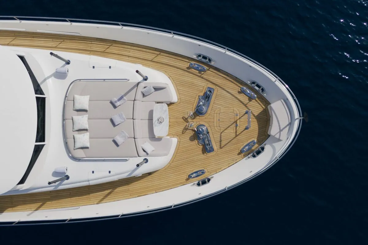 Deck of Dream, a Cyrus 34 motor yacht at Šibenik, Croatia