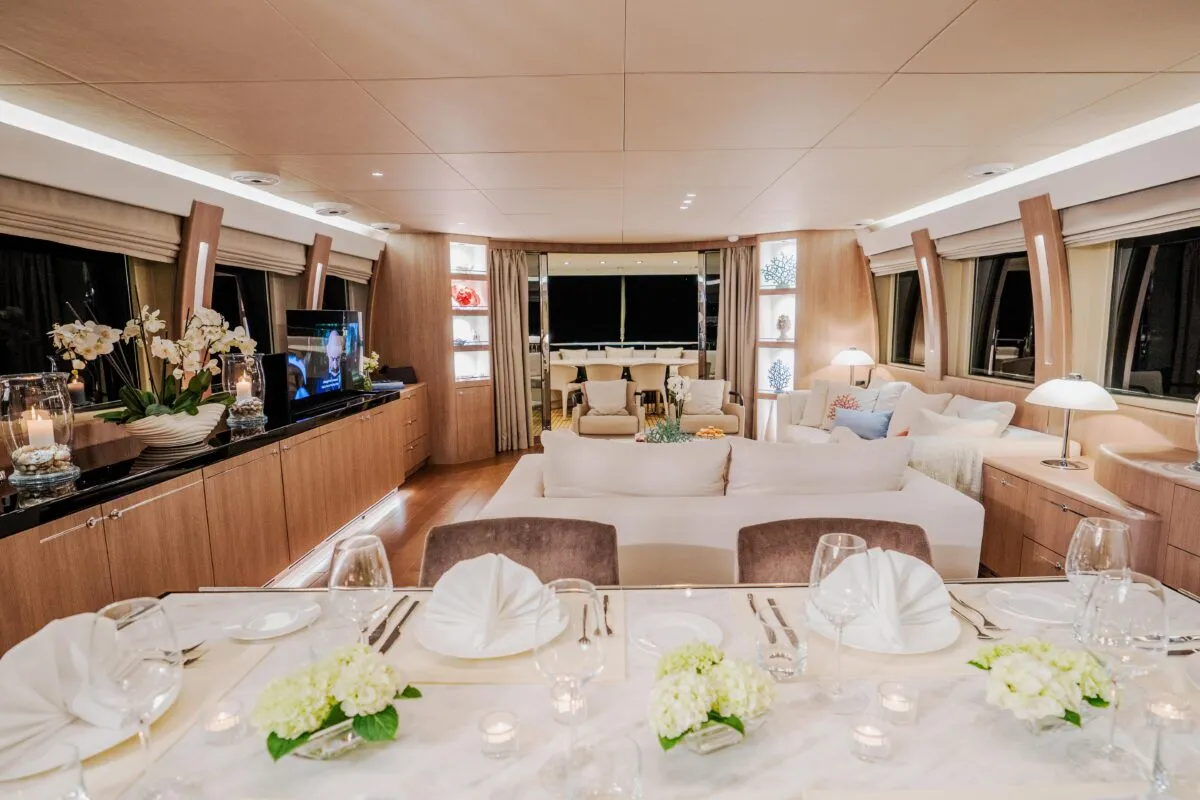 Salon of Dream, a Cyrus 34 motor yacht at Šibenik, Croatia