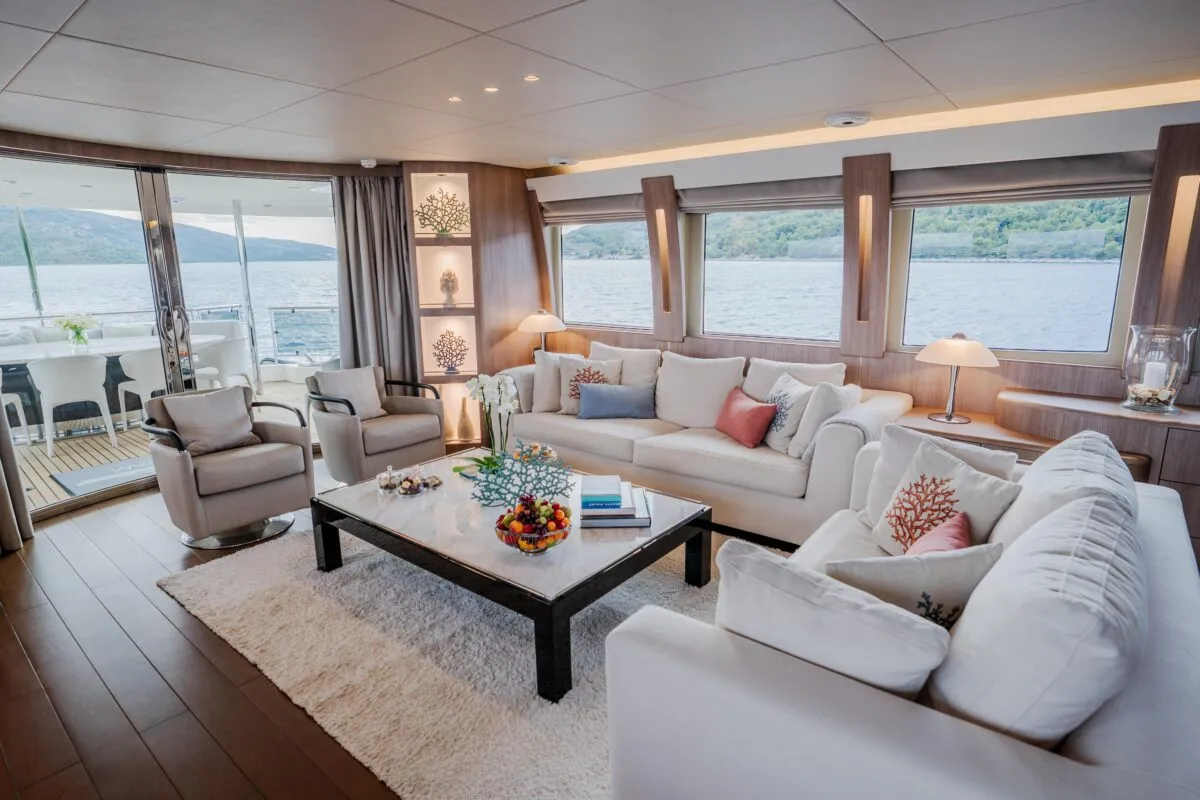 Salon of Dream, a Cyrus 34 motor yacht at Šibenik, Croatia