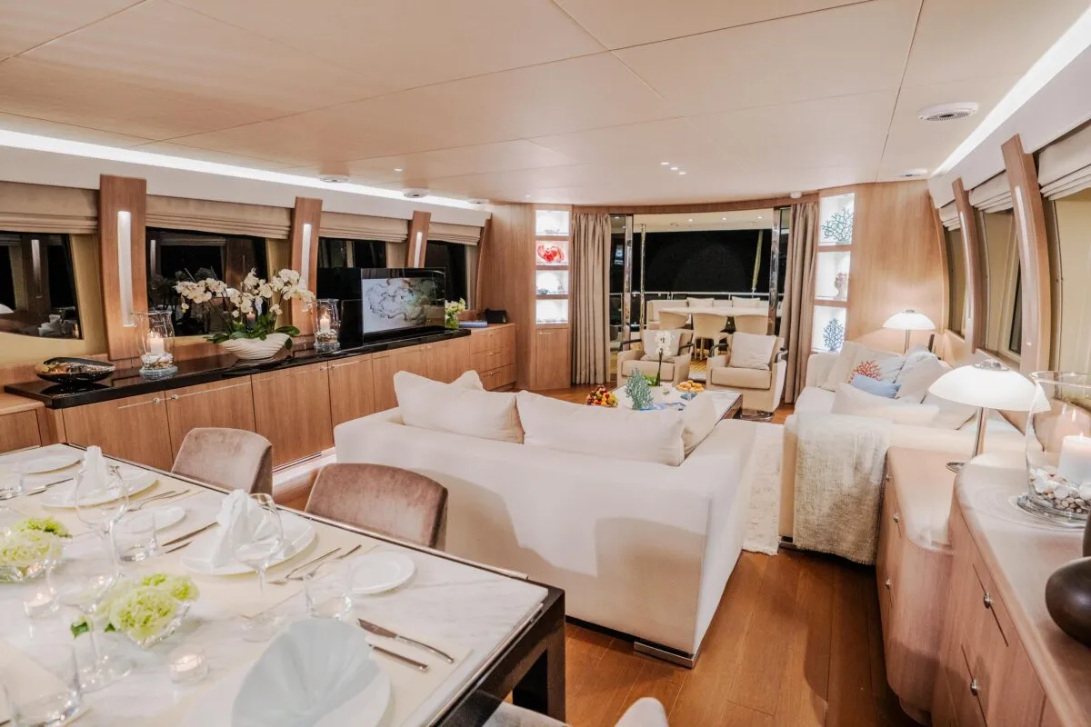 Salon of Dream, a Cyrus 34 motor yacht at Šibenik, Croatia