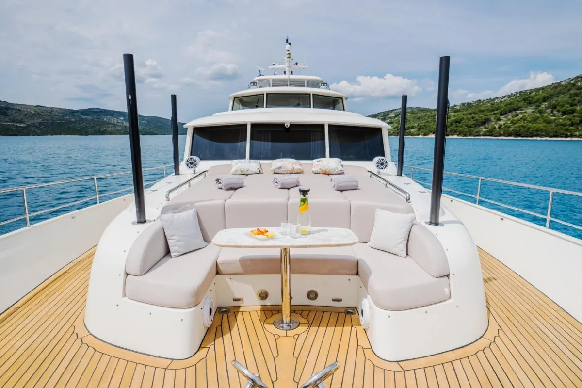 Deck of Dream, a Cyrus 34 motor yacht at Šibenik, Croatia