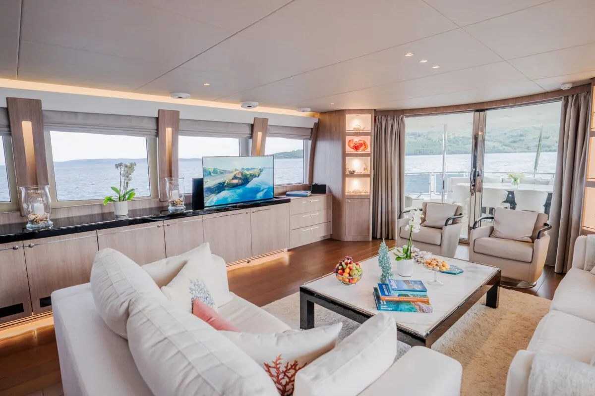 Salon of Dream, a Cyrus 34 motor yacht at Šibenik, Croatia