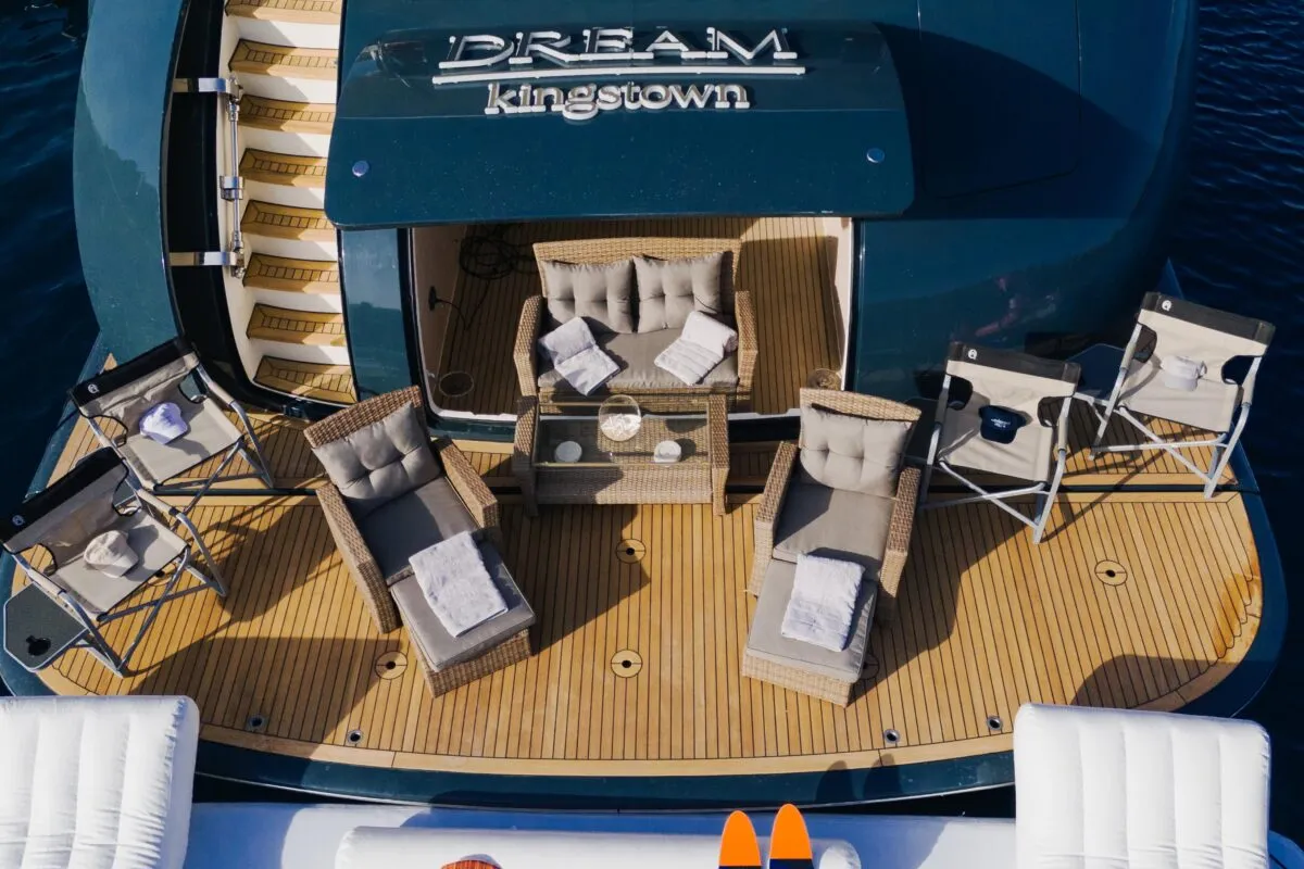 Deck of Dream, a Cyrus 34 motor yacht at Šibenik, Croatia