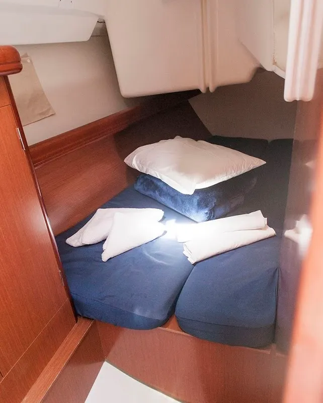 Head on Ariadne, a Beneteau Oceanis Clipper 343 sailboat at Preveza, Greece
