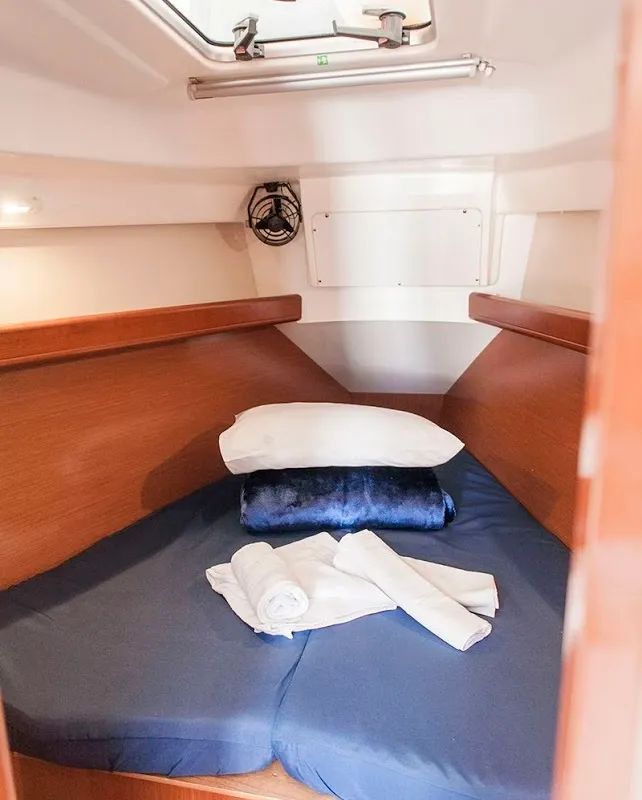 Cabin on Ariadne, a Beneteau Oceanis Clipper 343 sailboat at Preveza, Greece
