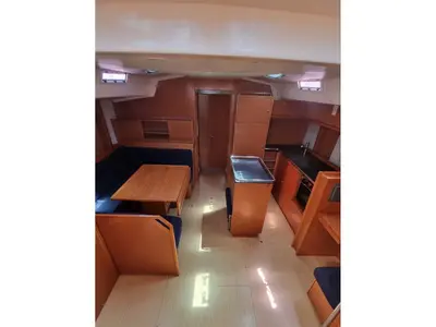 Salon of Vega, a Bavaria 55 Cruiser sailboat at Rhodes, Greece