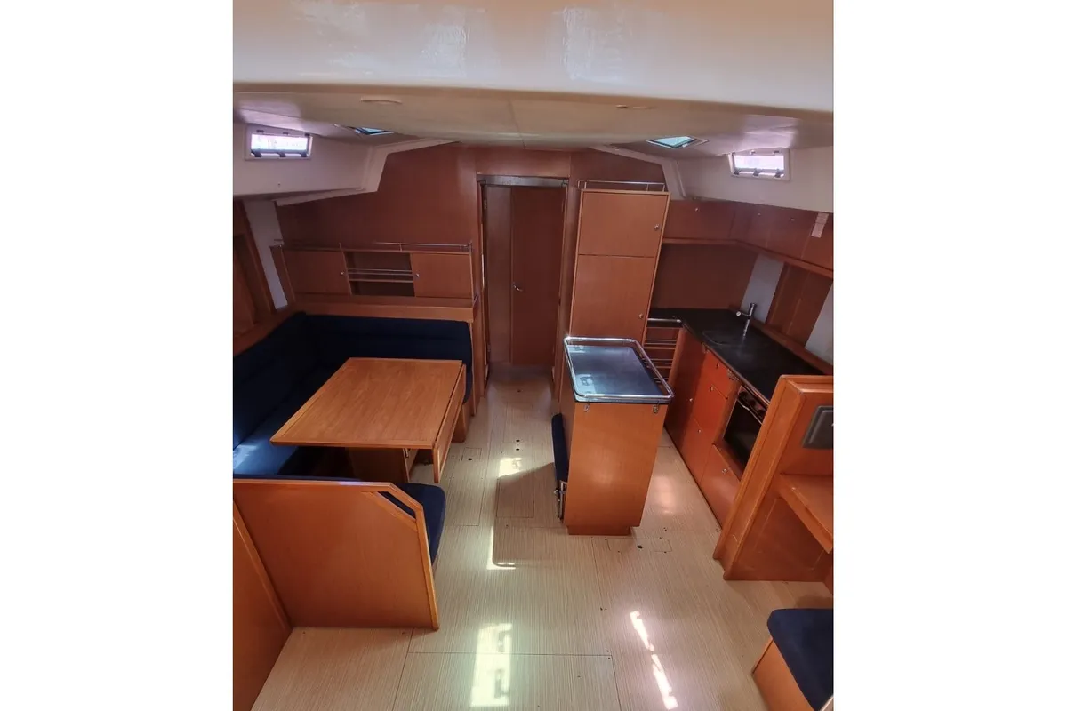 Salon of Vega, a Bavaria 55 Cruiser sailboat at Rhodes, Greece