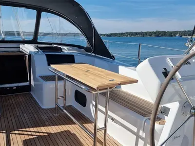 Deck of Hugo, a Hanse 508 sailboat at Pula, Croatia
