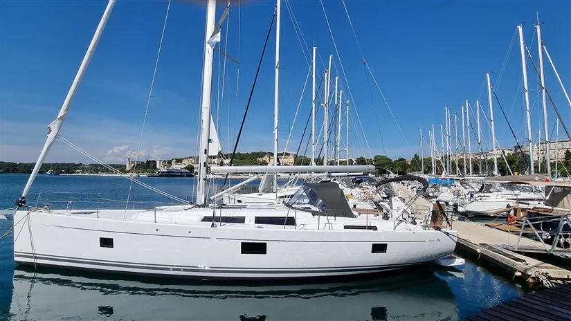 Exterior view of Hugo, a Hanse 508 sailboat at Pula, Croatia
