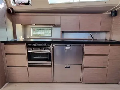 Galley of Hugo, a Hanse 508 sailboat at Pula, Croatia