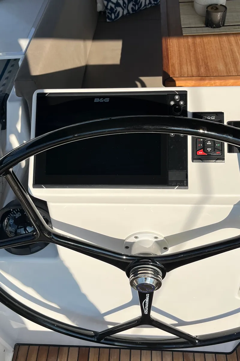 Cockpit of Vela, a Bavaria C50 sailboat at Volos Municipality, Greece