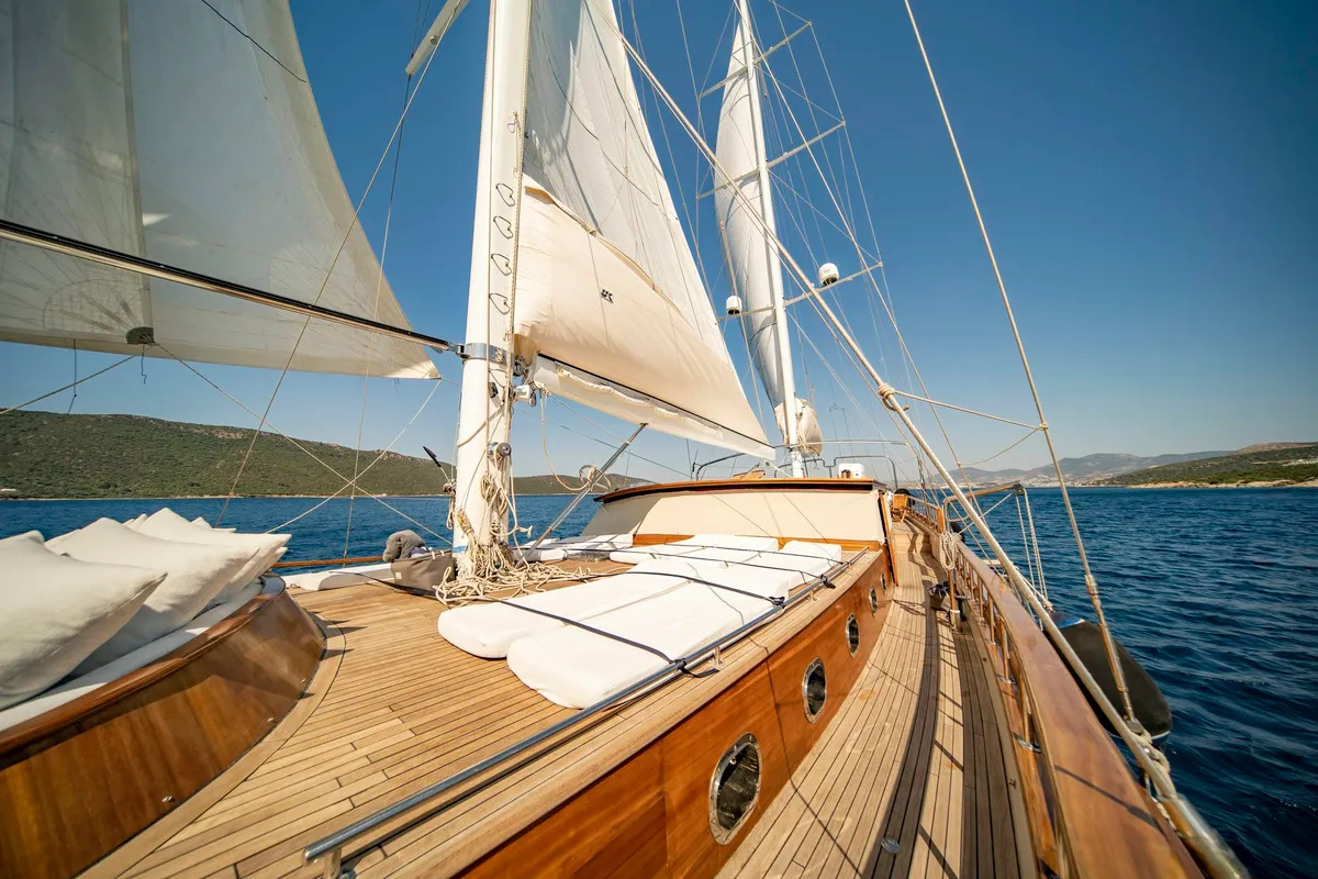 Deck of Babylon, a Custom Made Babylon motor yacht at Bodrum, Turkey