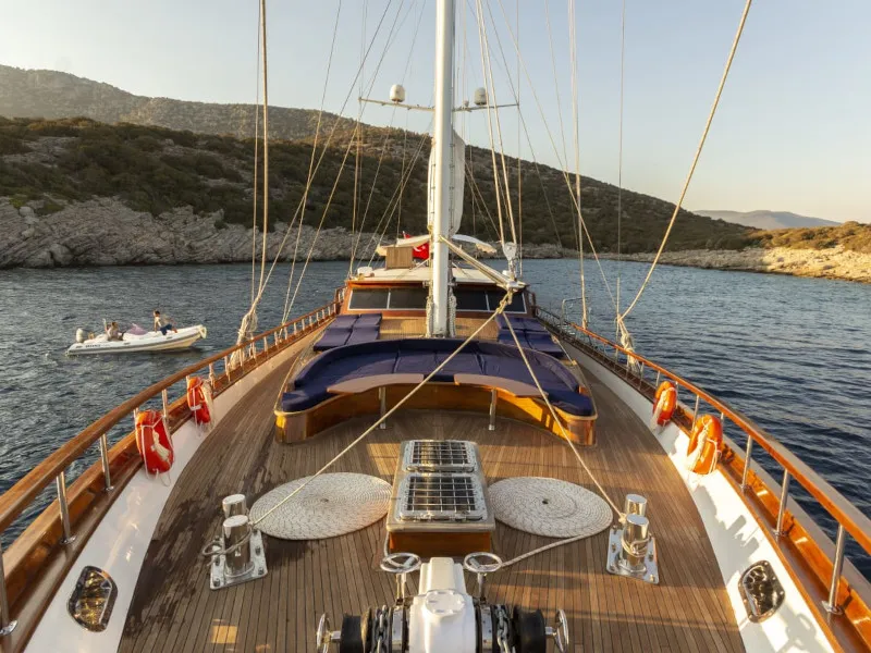 Deck of Babylon, a Custom Made Babylon motor yacht at Bodrum, Turkey