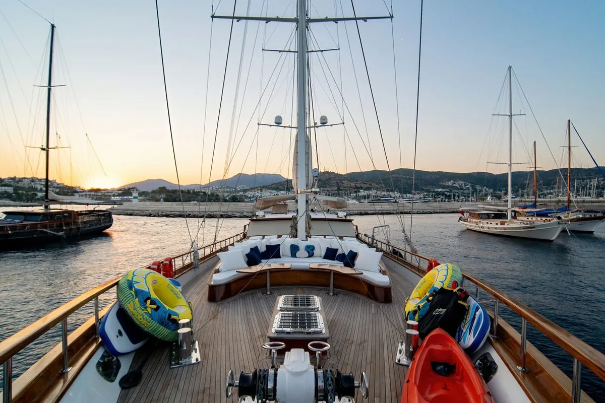 Deck of Babylon, a Custom Made Babylon motor yacht at Bodrum, Turkey