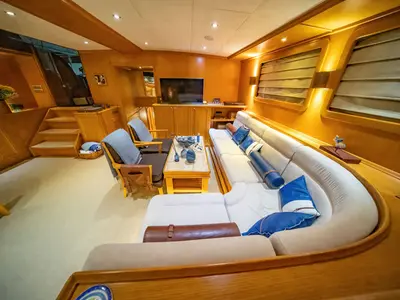 Salon of Babylon, a Custom Made Babylon motor yacht at Bodrum, Turkey