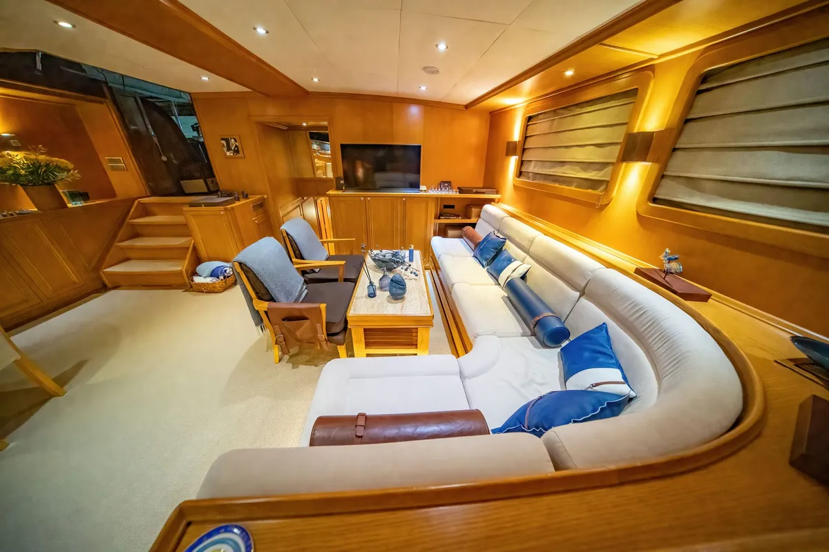 Salon of Babylon, a Custom Made Babylon motor yacht at Bodrum, Turkey