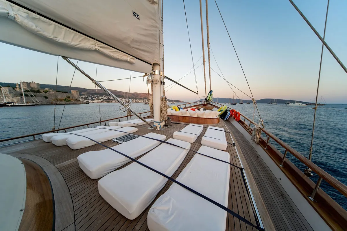 Deck of Babylon, a Custom Made Babylon motor yacht at Bodrum, Turkey