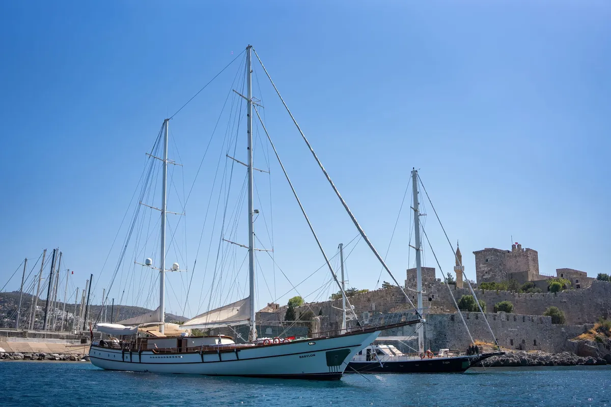 Exterior view of Babylon, a Custom Made Babylon motor yacht at Bodrum, Turkey
