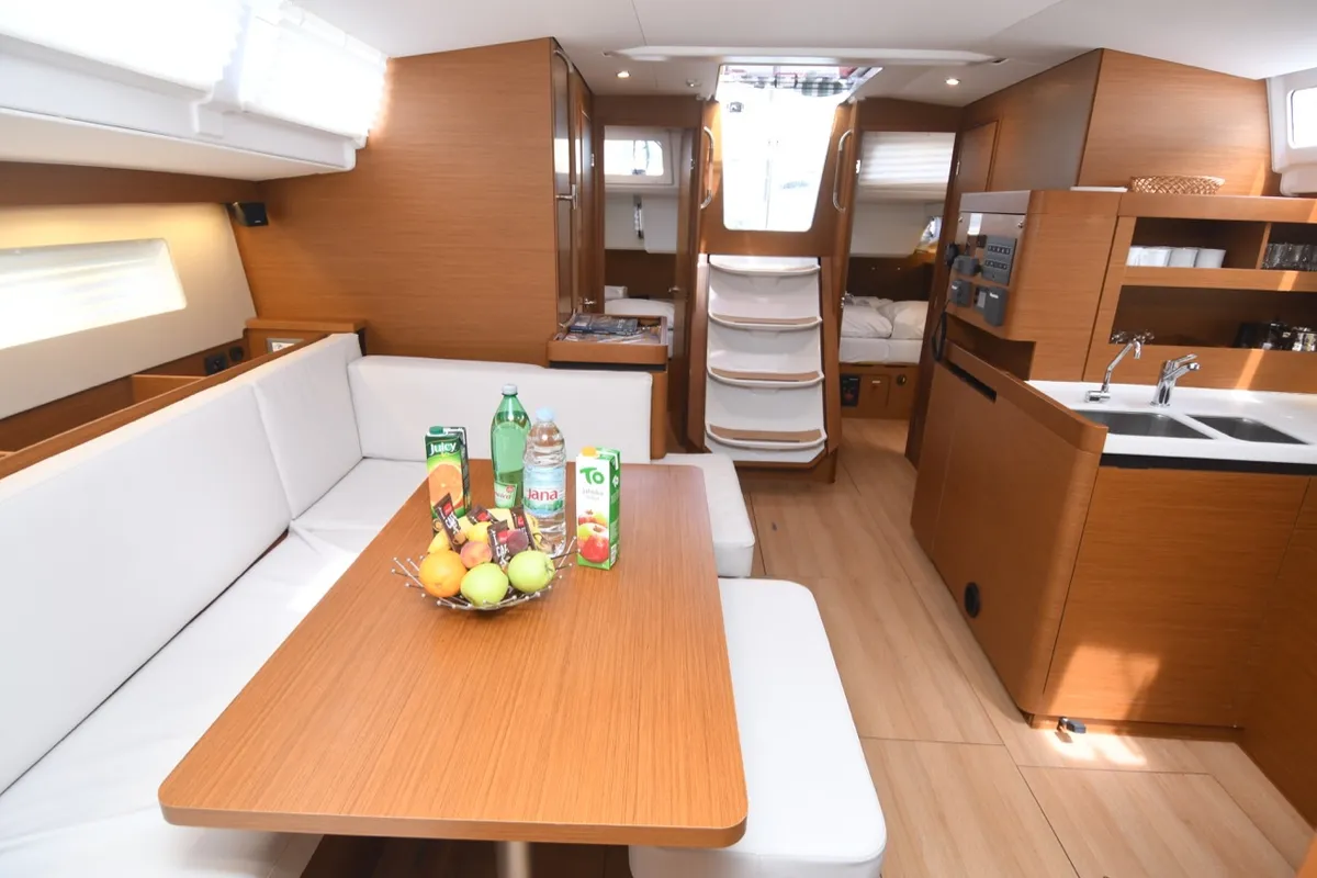 Salon of Caruso, a Jeanneau Sun Odyssey 490 sailboat at Dubrovnik, Croatia