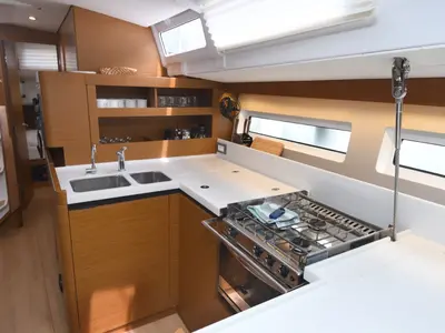 Galley of Caruso, a Jeanneau Sun Odyssey 490 sailboat at Dubrovnik, Croatia
