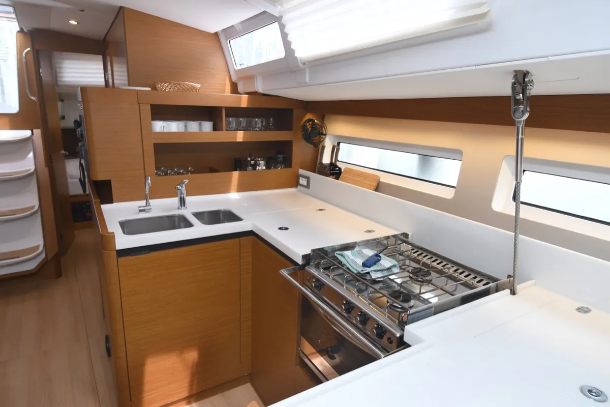 Galley of Caruso, a Jeanneau Sun Odyssey 490 sailboat at Dubrovnik, Croatia