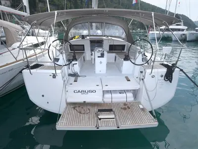 Deck of Caruso, a Jeanneau Sun Odyssey 490 sailboat at Dubrovnik, Croatia