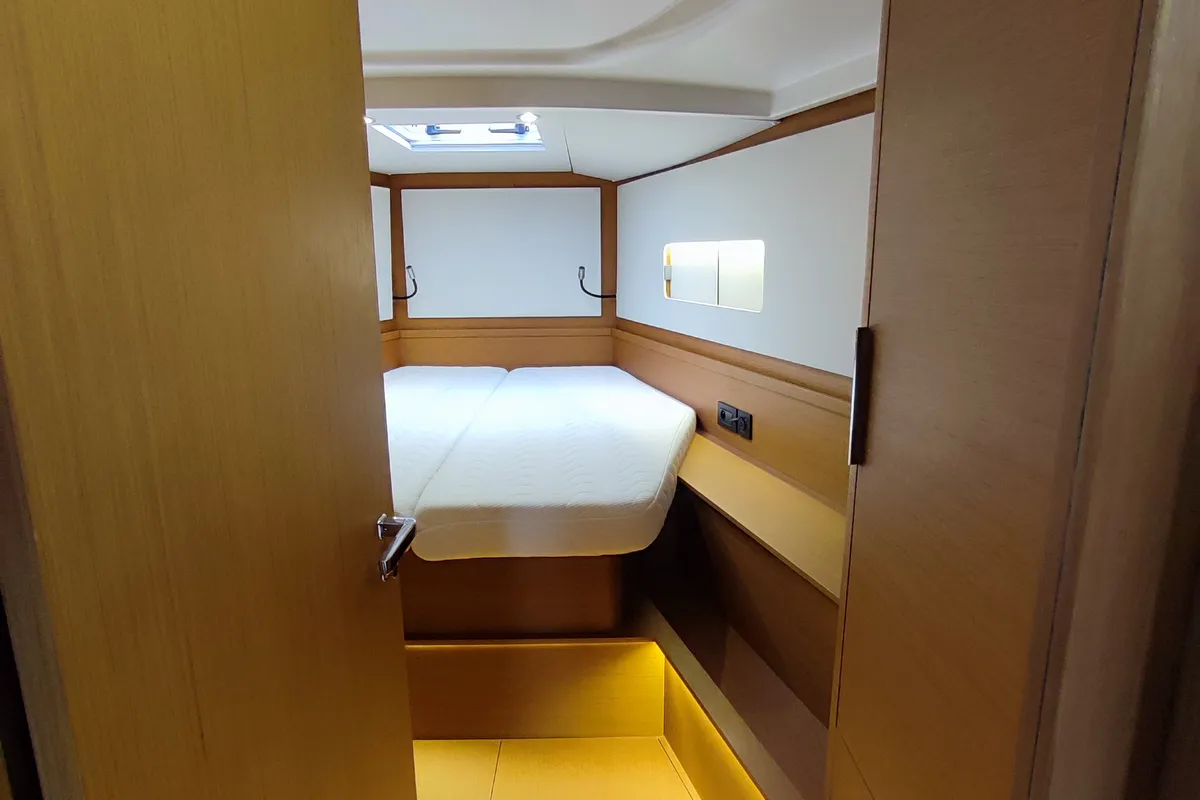 Cabin on Idefix, a Beneteau First 44 sailboat at Lavrion, Greece