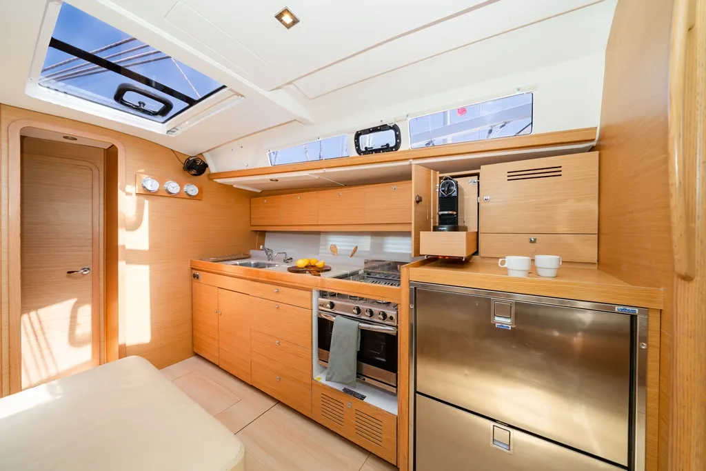 Galley of Dioni, a Dufour 460 GL sailboat at Municipal Unit of Rhodes, Greece
