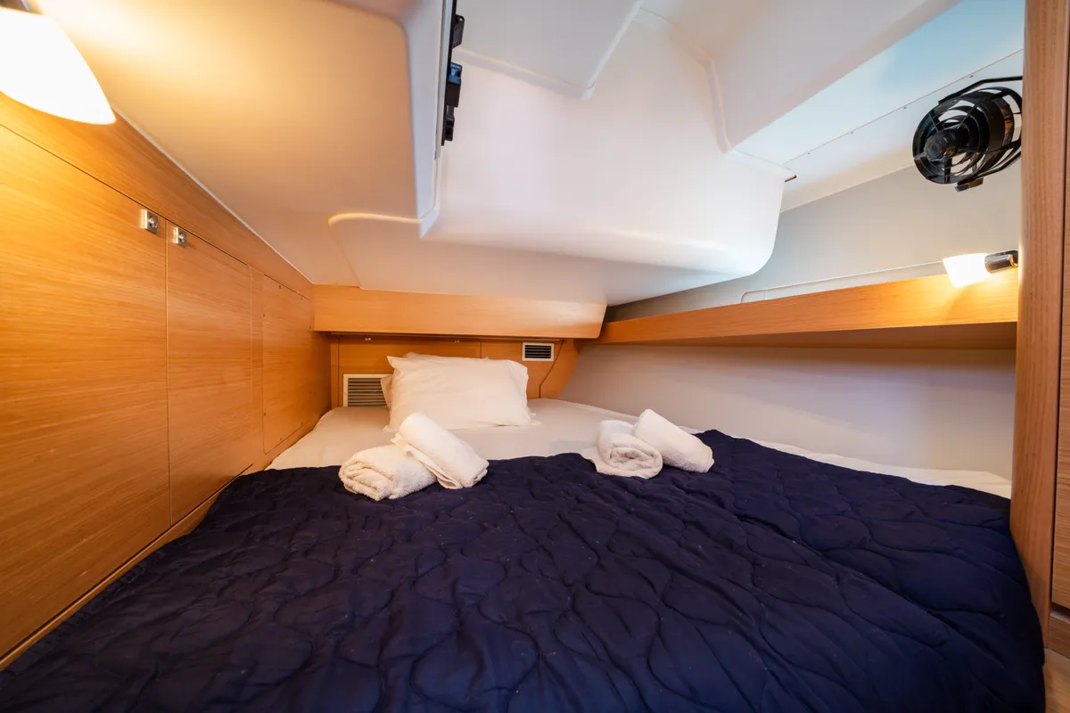 Cabin on Dioni, a Dufour 460 GL sailboat at Municipal Unit of Rhodes, Greece