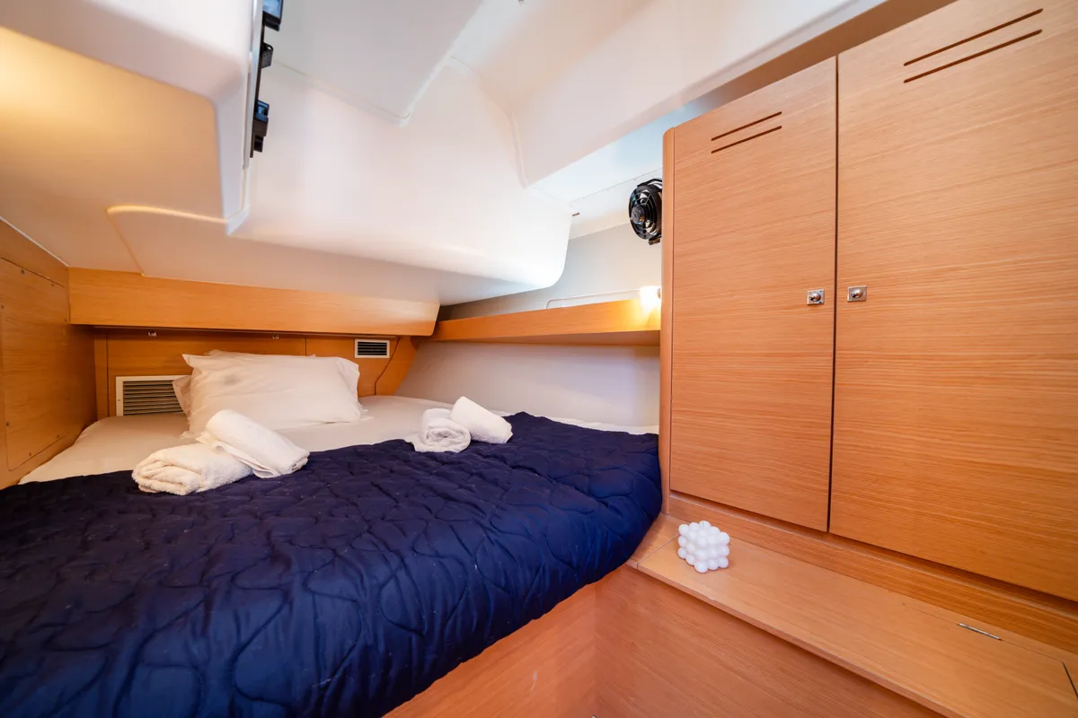 Cabin on Dioni, a Dufour 460 GL sailboat at Municipal Unit of Rhodes, Greece