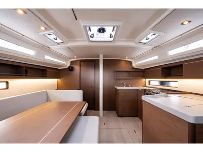 Salon of Pure Chaos, a Beneteau Oceanis 40.1 sailboat at Nea Peramos, Greece