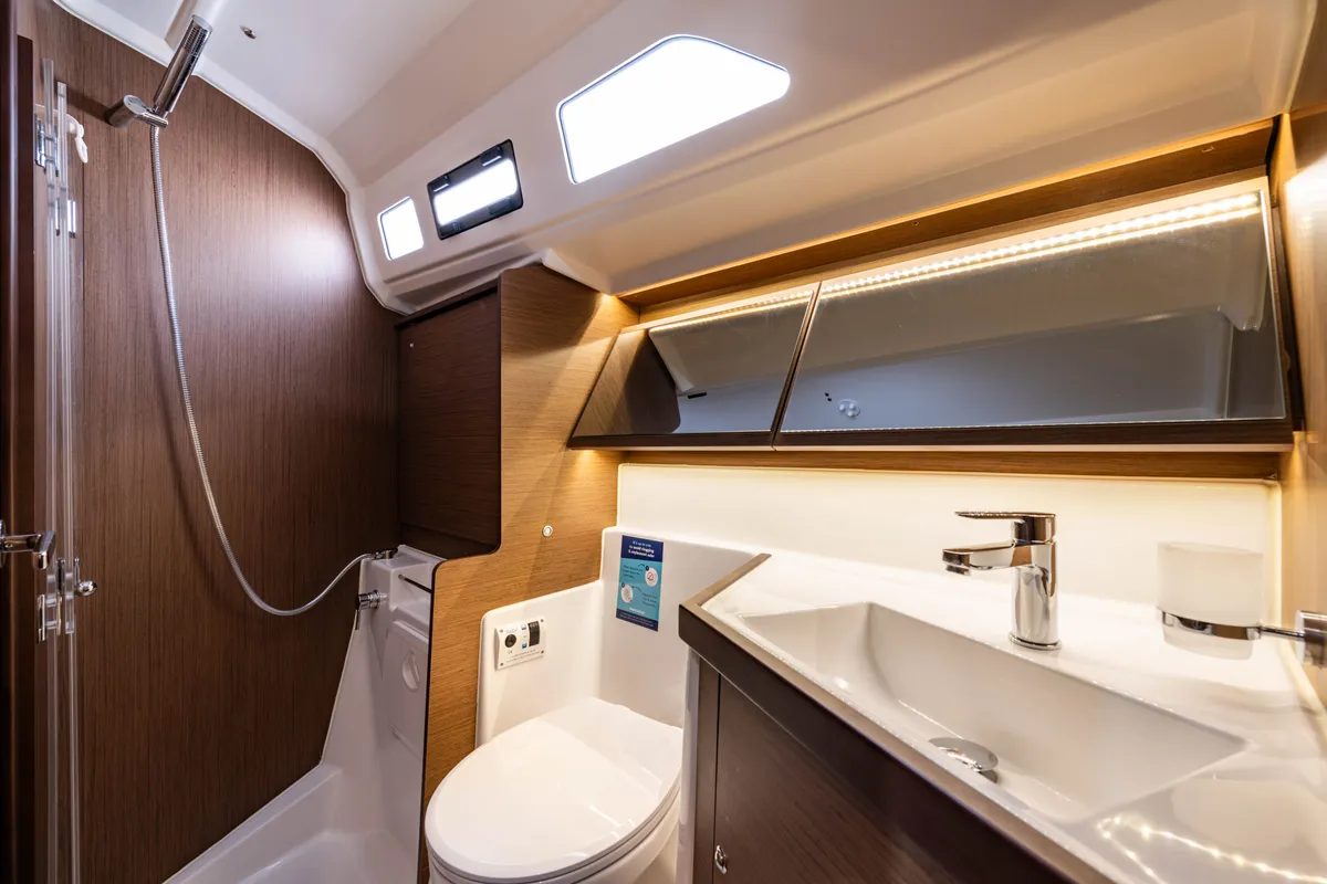 Head on Pure Chaos, a Beneteau Oceanis 40.1 sailboat at Nea Peramos, Greece