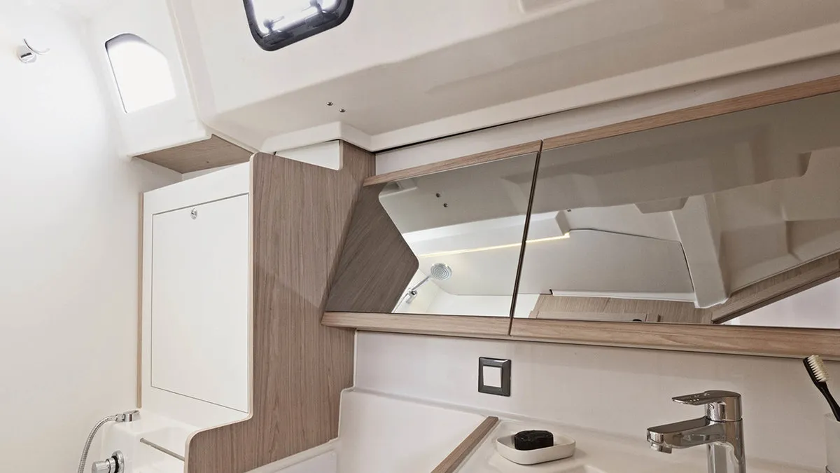 Head on Sunsail 46.4 Premium, a Beneteau Oceanis 46.1 sailboat at Cannigione, Italy