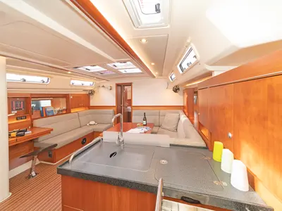 Galley of Caitlin of Lorne, a Hanse 455 sailboat at Kos, Greece