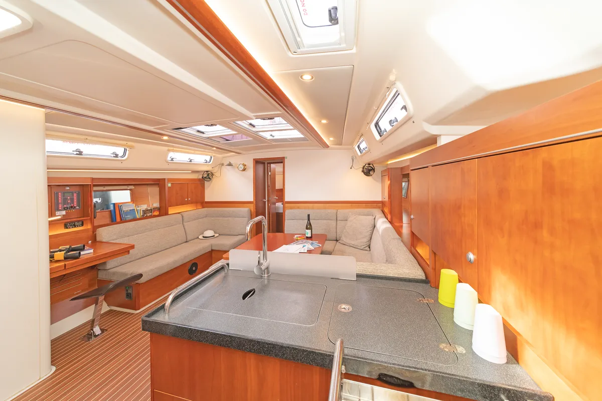 Galley of Caitlin of Lorne, a Hanse 455 sailboat at Kos, Greece