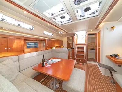 Salon of Caitlin of Lorne, a Hanse 455 sailboat at Kos, Greece