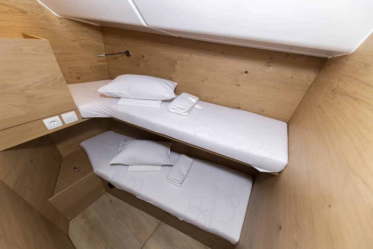 Cabin on Supreme, a Elan Impression 45 sailboat at Zadar, Croatia