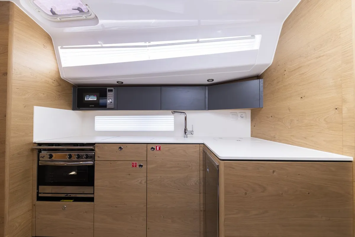 Galley of Supreme, a Elan Impression 45 sailboat at Zadar, Croatia