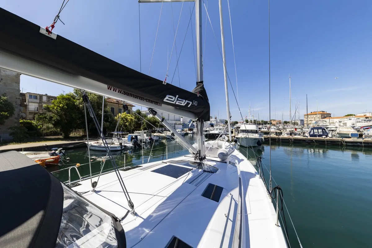Deck of Supreme, a Elan Impression 45 sailboat at Zadar, Croatia
