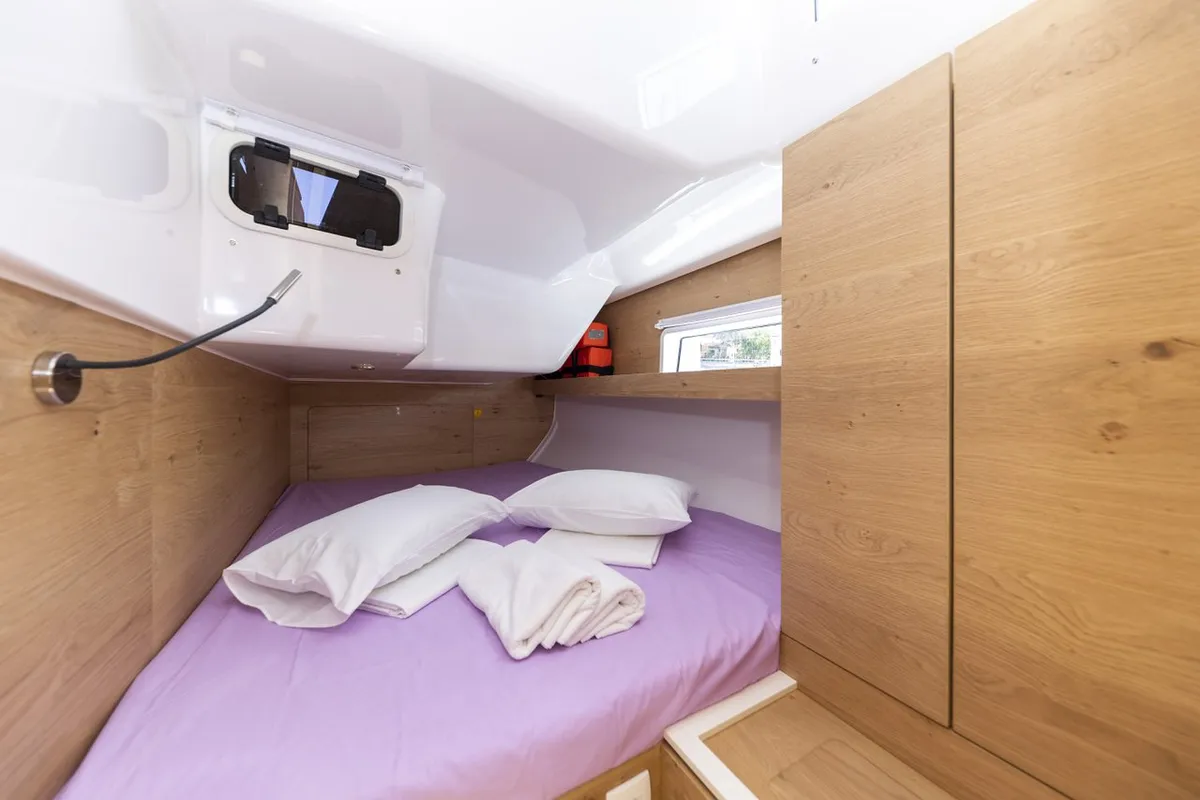 Cabin on Supreme, a Elan Impression 45 sailboat at Zadar, Croatia