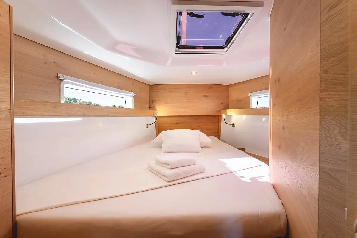 Cabin on Supreme, a Elan Impression 45 sailboat at Zadar, Croatia