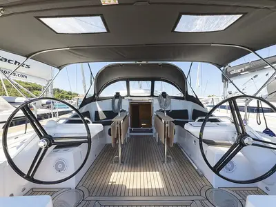Cockpit of Supreme, a Elan Impression 45 sailboat at Zadar, Croatia