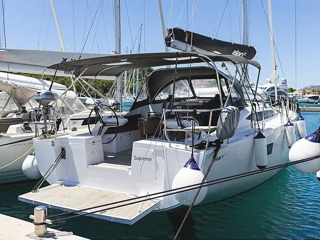 Exterior view of Supreme, a Elan Impression 45 sailboat at Zadar, Croatia