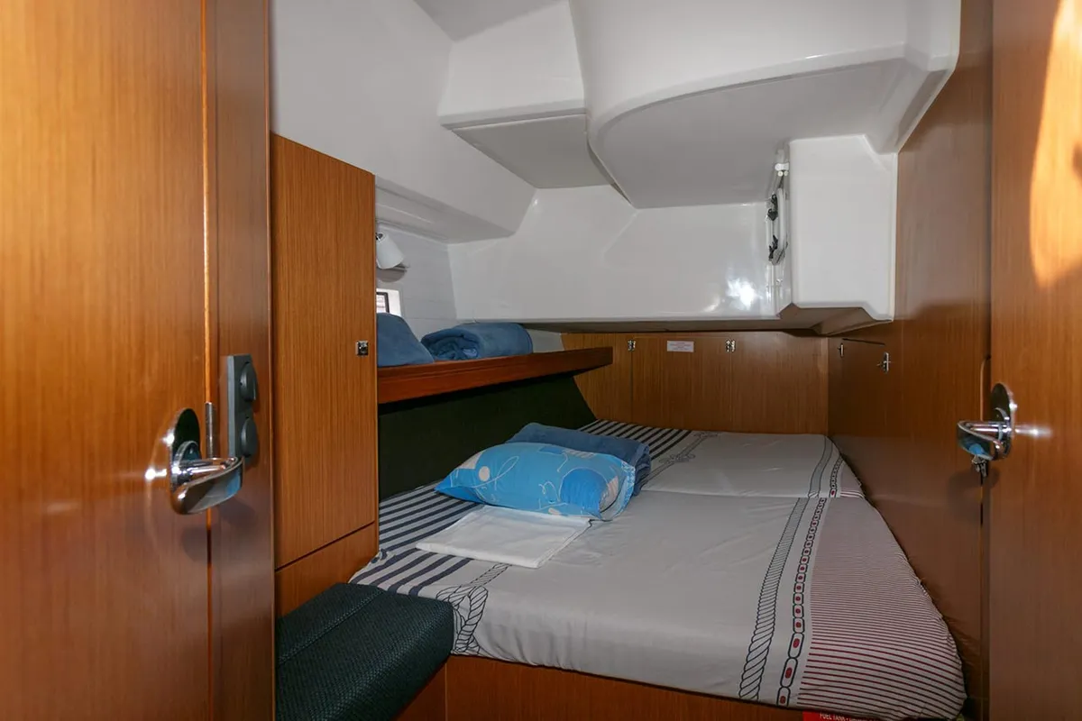 Cabin on Lučija, a Bavaria Cruiser 46 sailboat at Split, Croatia