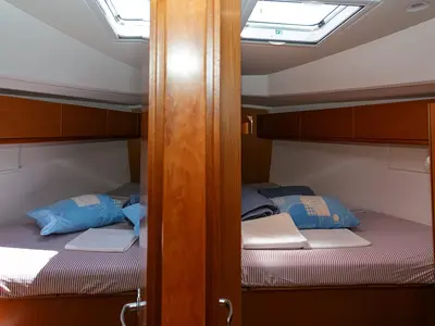 Cabin on Lučija, a Bavaria Cruiser 46 sailboat at Split, Croatia