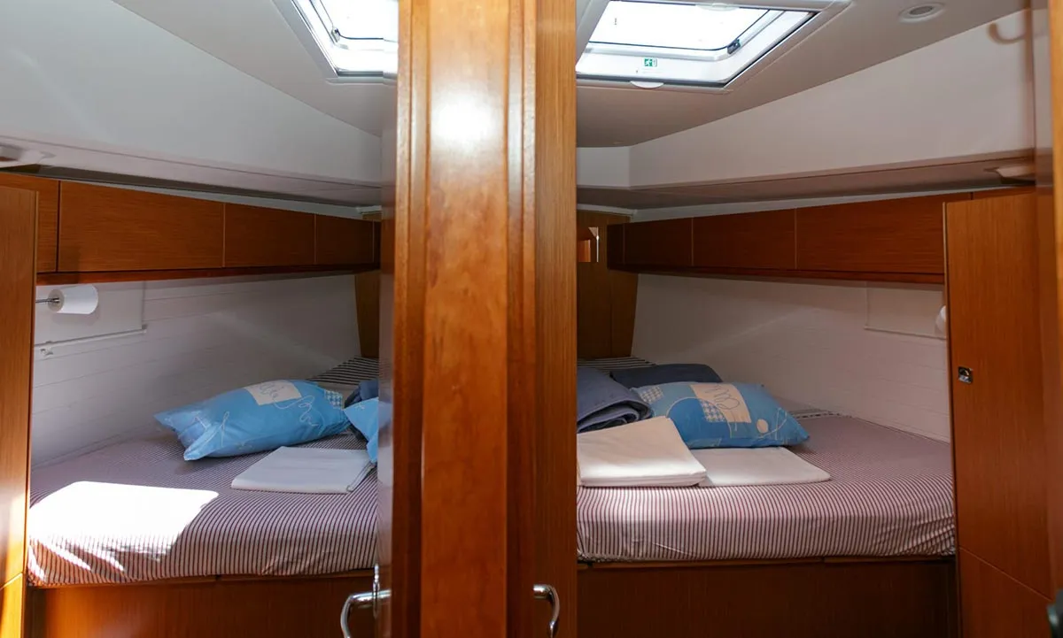 Cabin on Lučija, a Bavaria Cruiser 46 sailboat at Split, Croatia