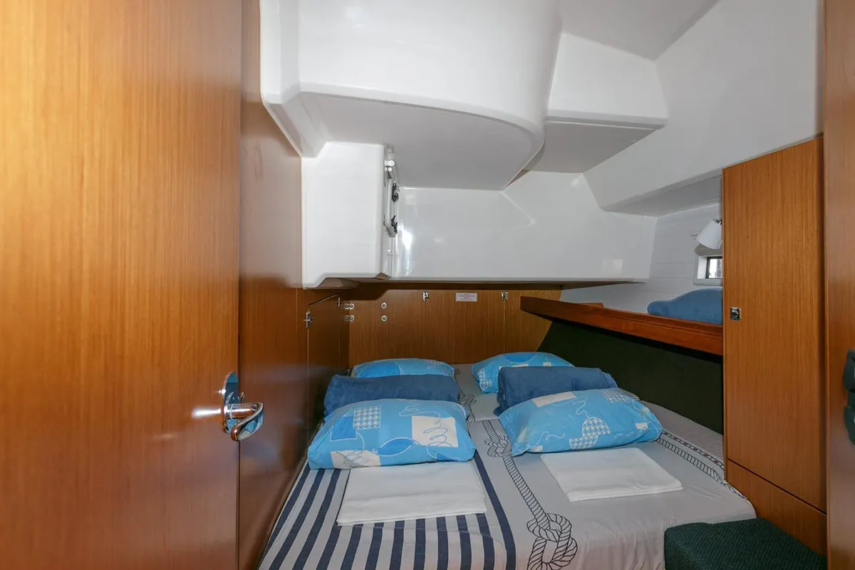 Cabin on Lučija, a Bavaria Cruiser 46 sailboat at Split, Croatia