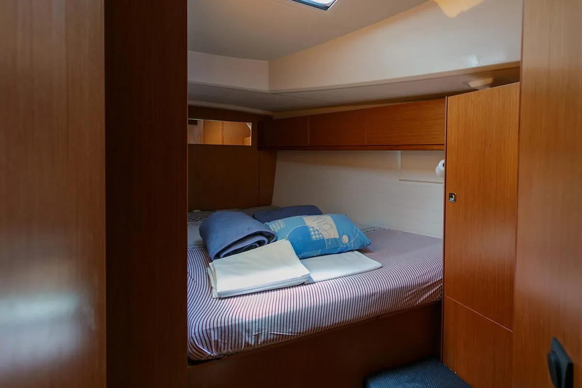 Cabin on Lučija, a Bavaria Cruiser 46 sailboat at Split, Croatia