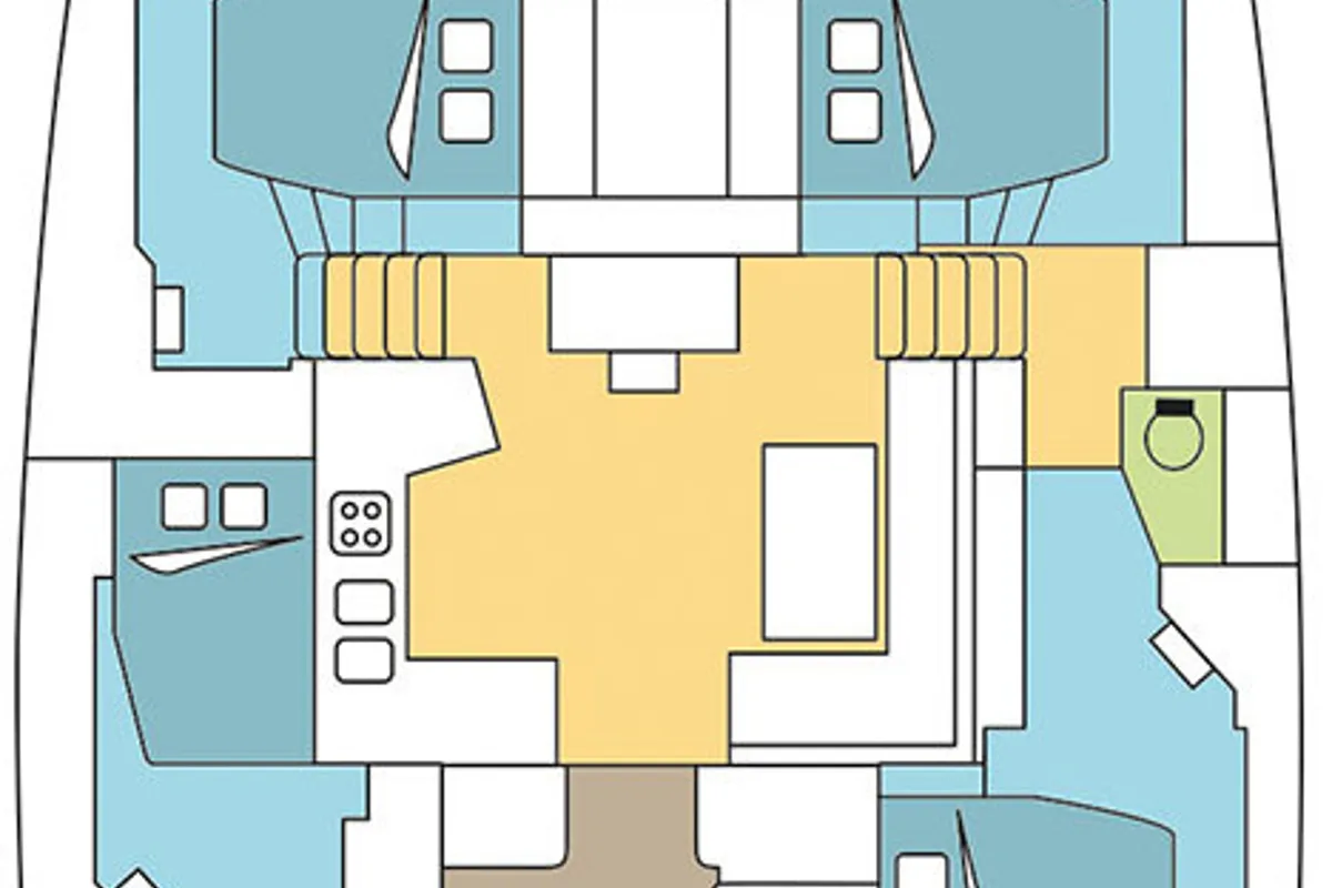 Floor plan of Madinina, a Lagoon 52 F - 4 + 2 cab. catamaran at Lavrion, Greece