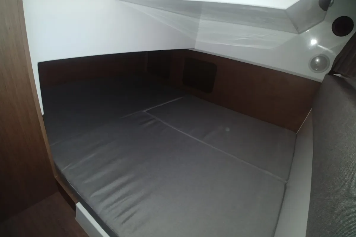 Cabin on Gloria, a Jeanneau Merry Fisher 895 motorboat at Bacoli, Italy